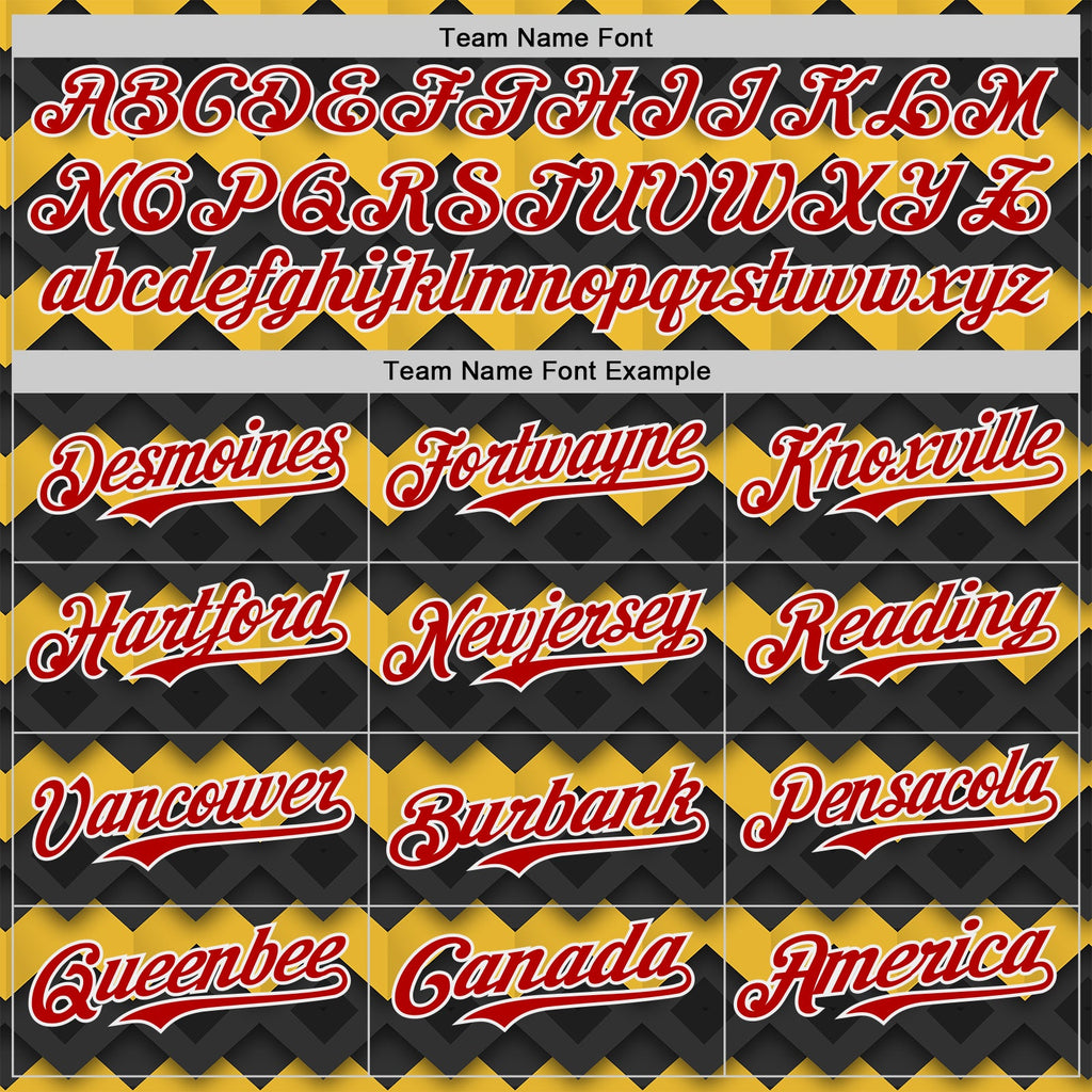 Custom Black Red Yellow-White Geometric Diamond Grid Rhombus Authentic Baseball Jersey