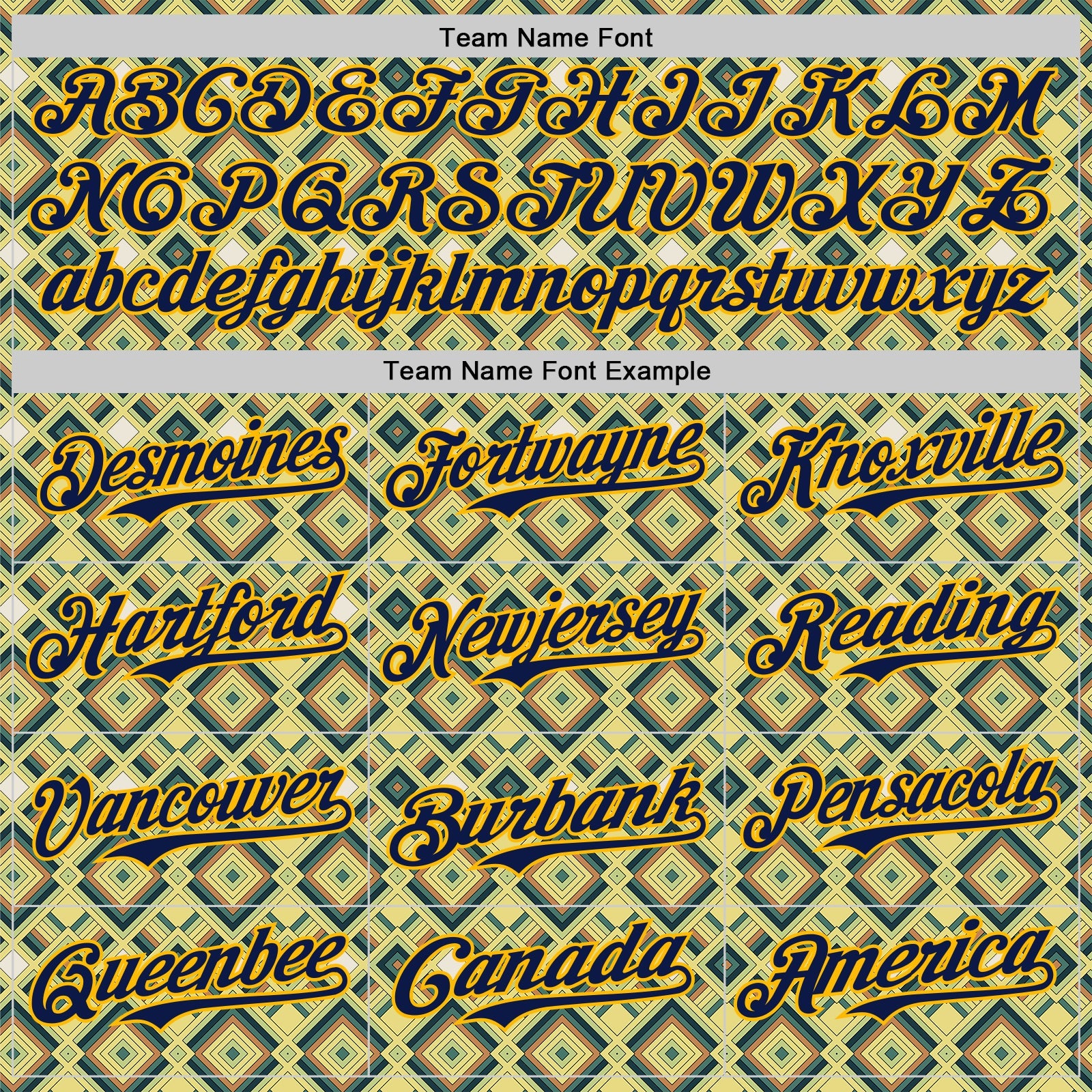 Custom Green Navy-Gold Geometric Diamond Grid Rhombus Authentic Baseball Jersey
