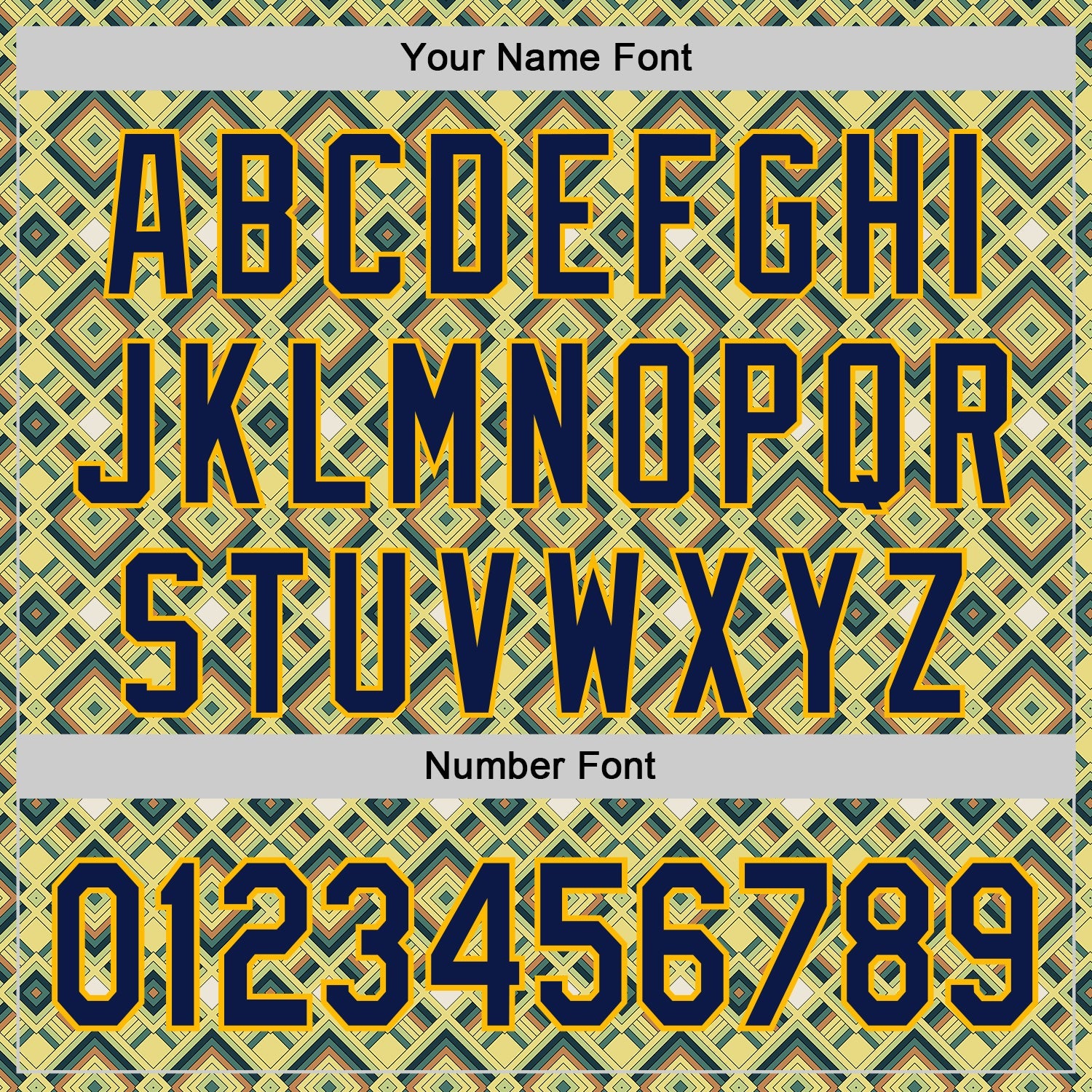 Custom Green Navy-Gold Geometric Diamond Grid Rhombus Authentic Baseball Jersey