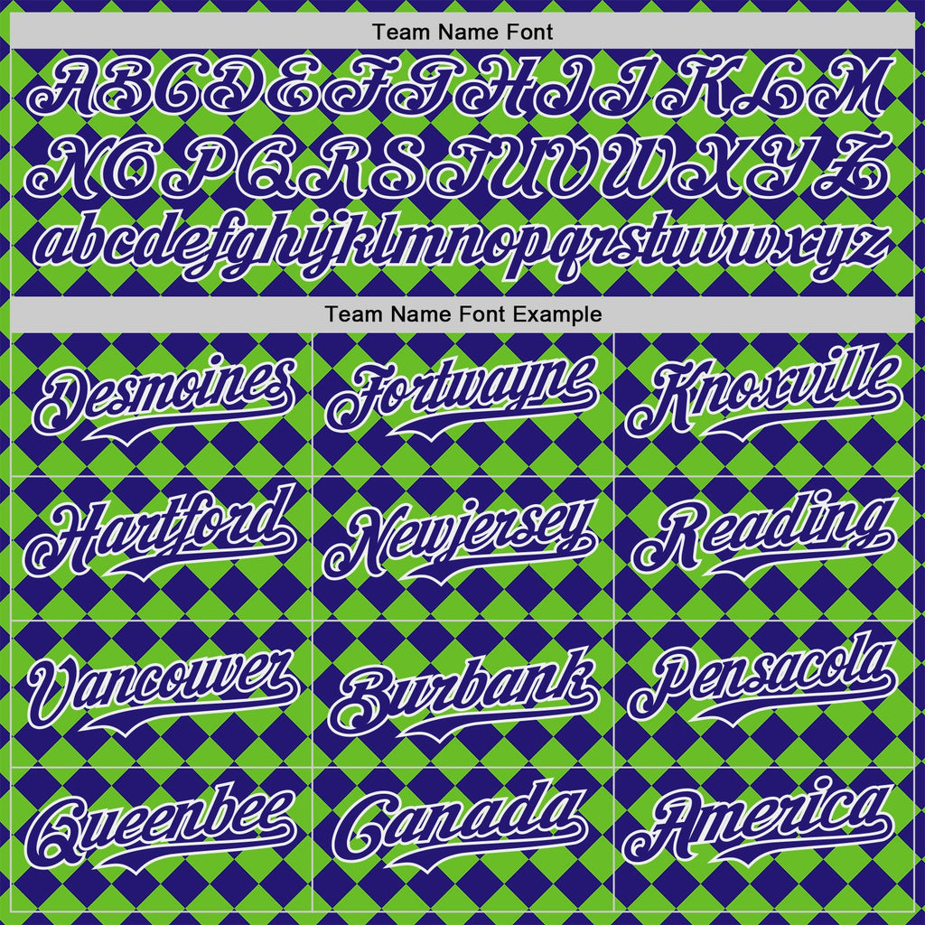 Custom Dark Purple Green-White Geometric Diamond Grid Rhombus Authentic Baseball Jersey