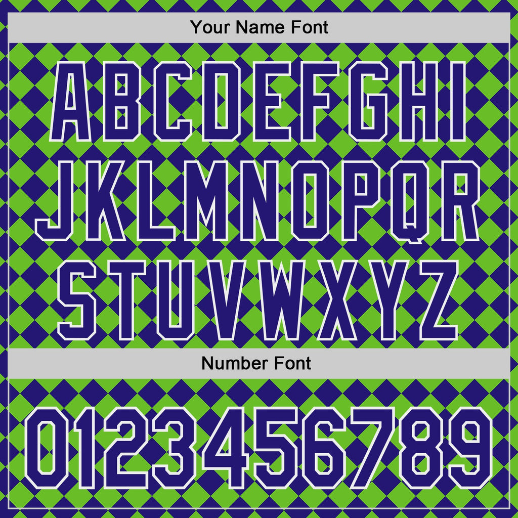 Custom Dark Purple Green-White Geometric Diamond Grid Rhombus Authentic Baseball Jersey