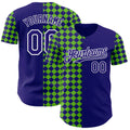Custom Dark Purple Green-White Geometric Diamond Grid Rhombus Authentic Baseball Jersey
