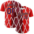Custom White Dark Purple Red-Bay Orange Geometric Diamond Grid Rhombus Authentic Baseball Jersey