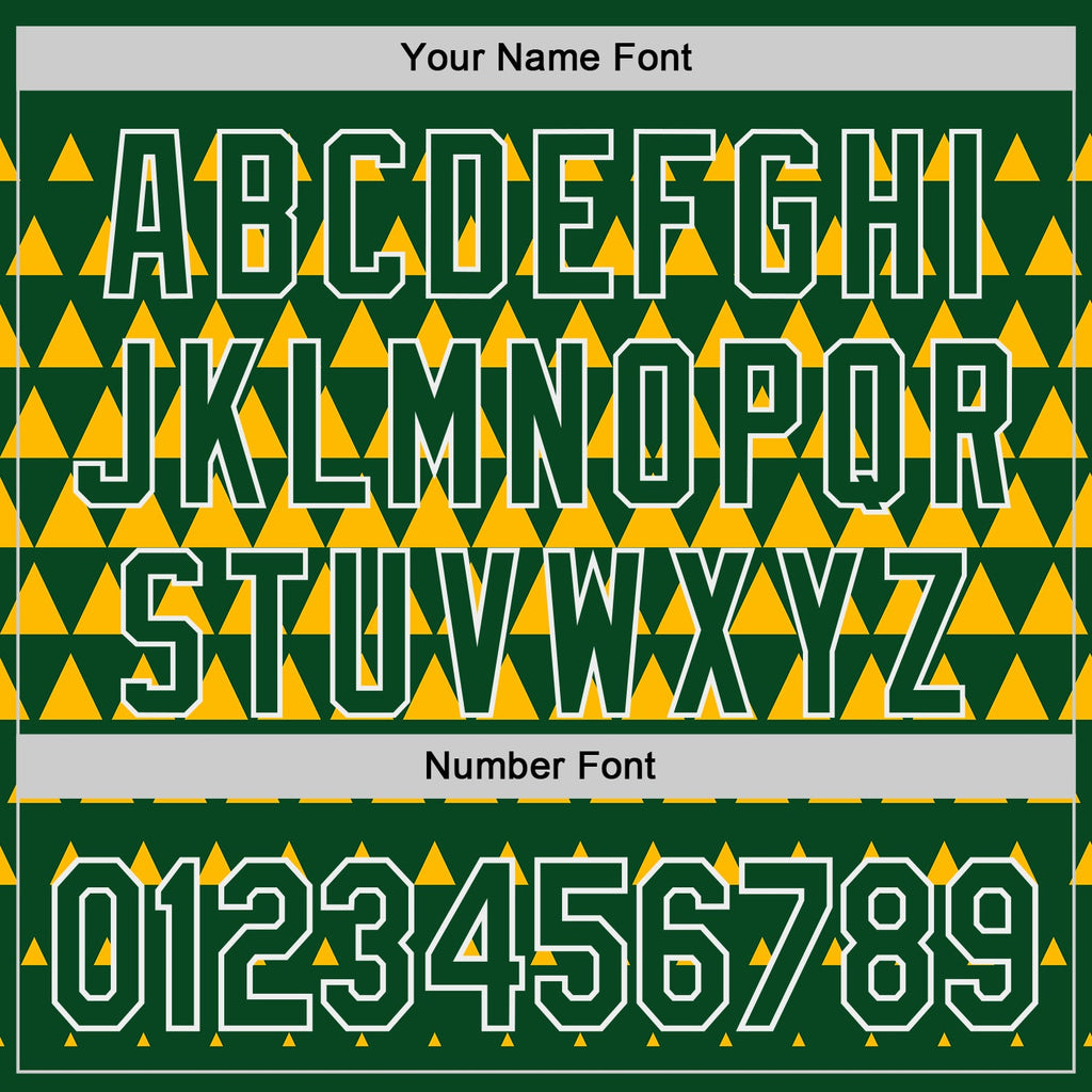 Custom Green Gold-White Geometric Diamond Grid Rhombus Authentic Baseball Jersey