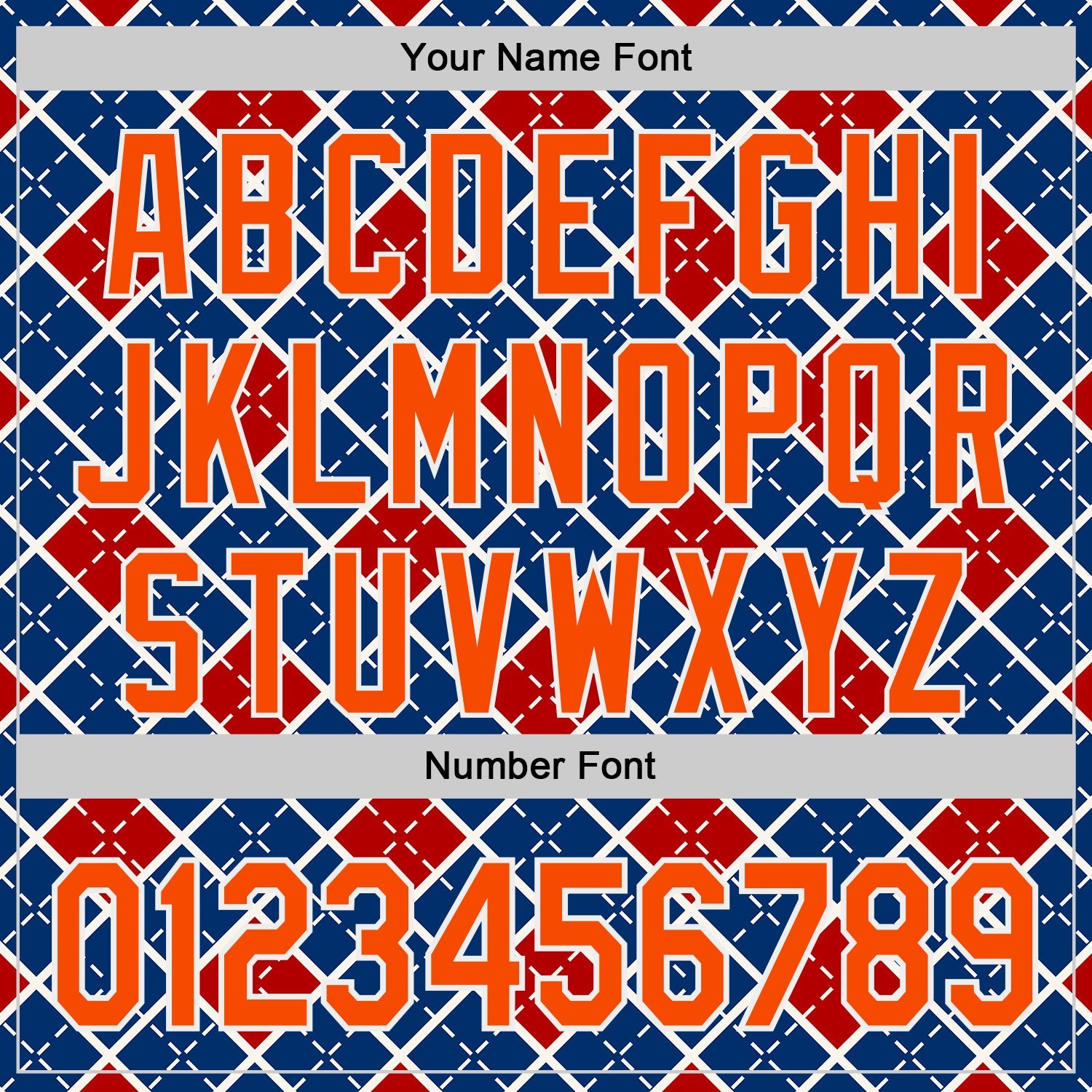 Custom US Navy Blue Orange Red-White Geometric Diamond Grid Rhombus Authentic Baseball Jersey