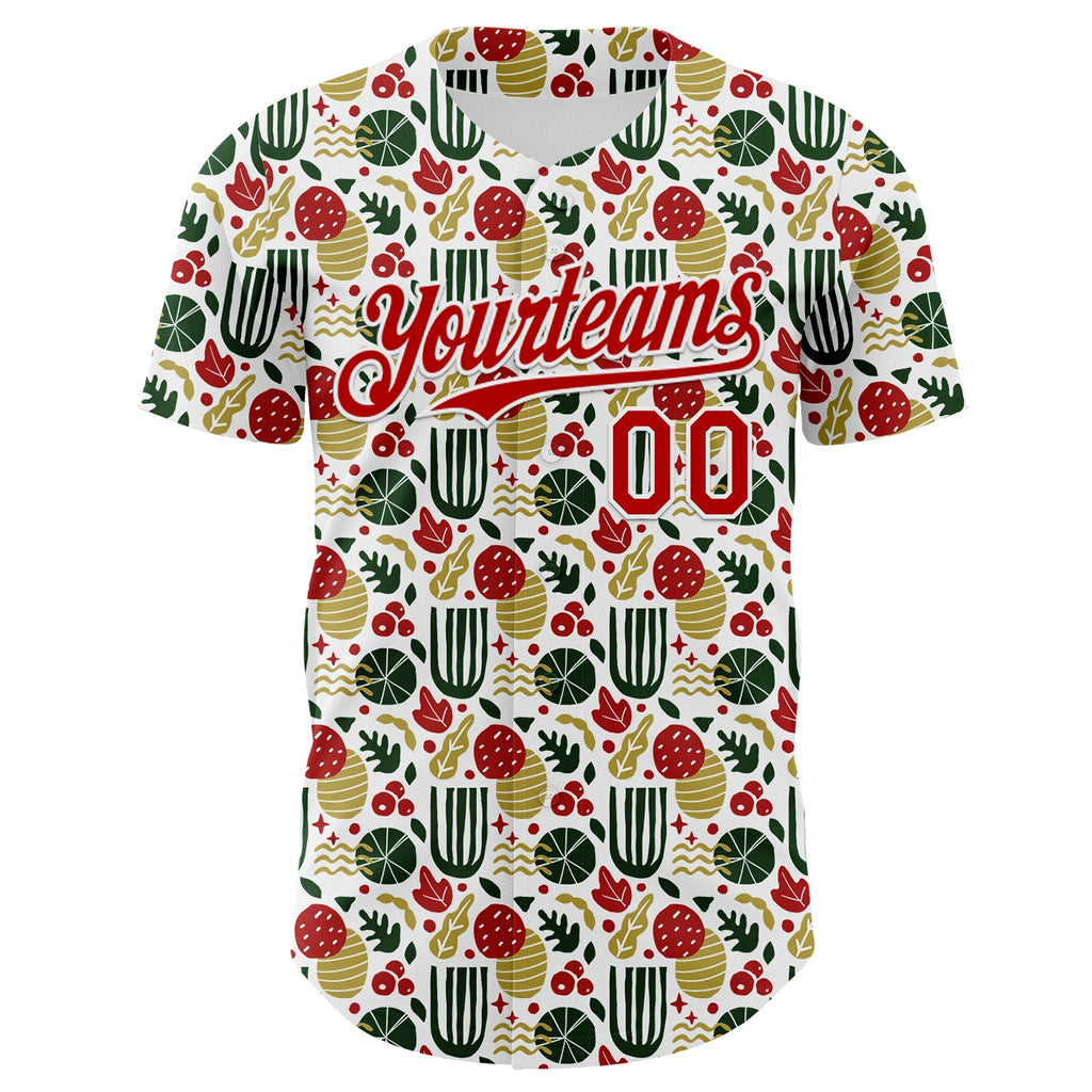 Custom White-Red Foodie Fruit Authentic Baseball Jersey