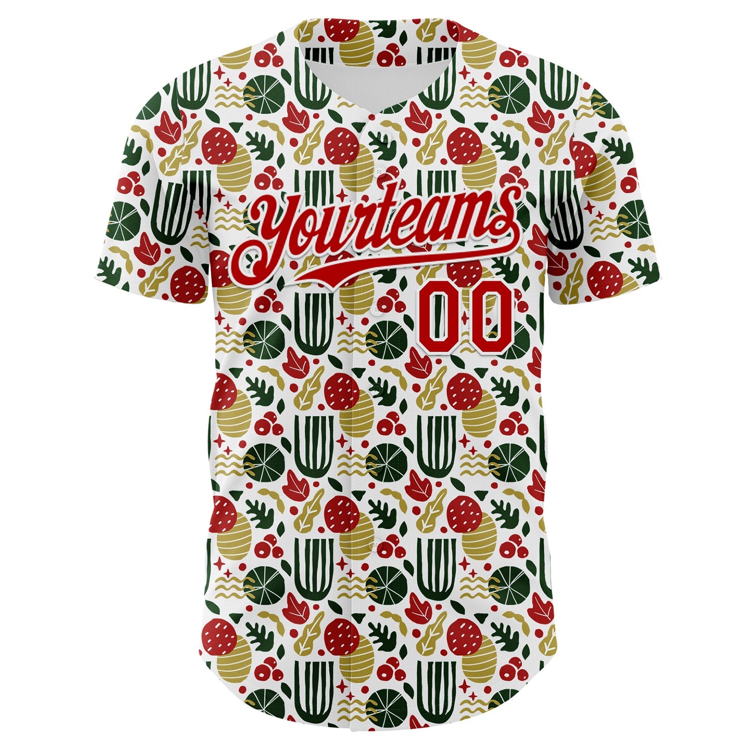 Custom White-Red Foodie Fruit Authentic Baseball Jersey
