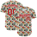 Custom White-Red Foodie Fruit Authentic Baseball Jersey