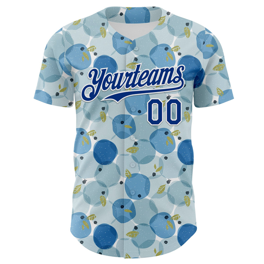 Custom Blue Royal-White Foodie Blueberry Authentic Baseball Jersey