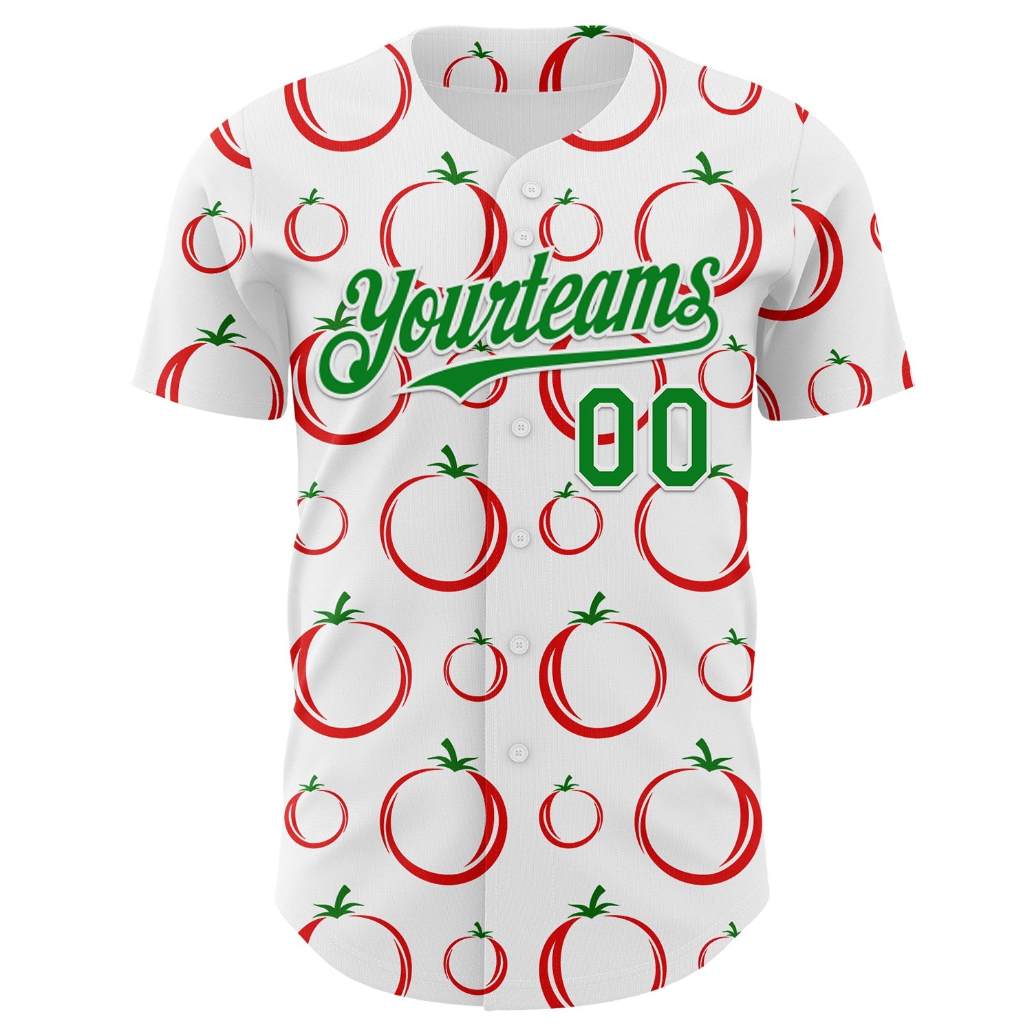 Custom White-Grass Green Foodie Tomato Authentic Baseball Jersey