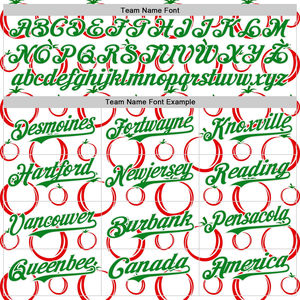 Custom White-Grass Green Foodie Tomato Authentic Baseball Jersey