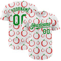 Custom White-Grass Green Foodie Tomato Authentic Baseball Jersey