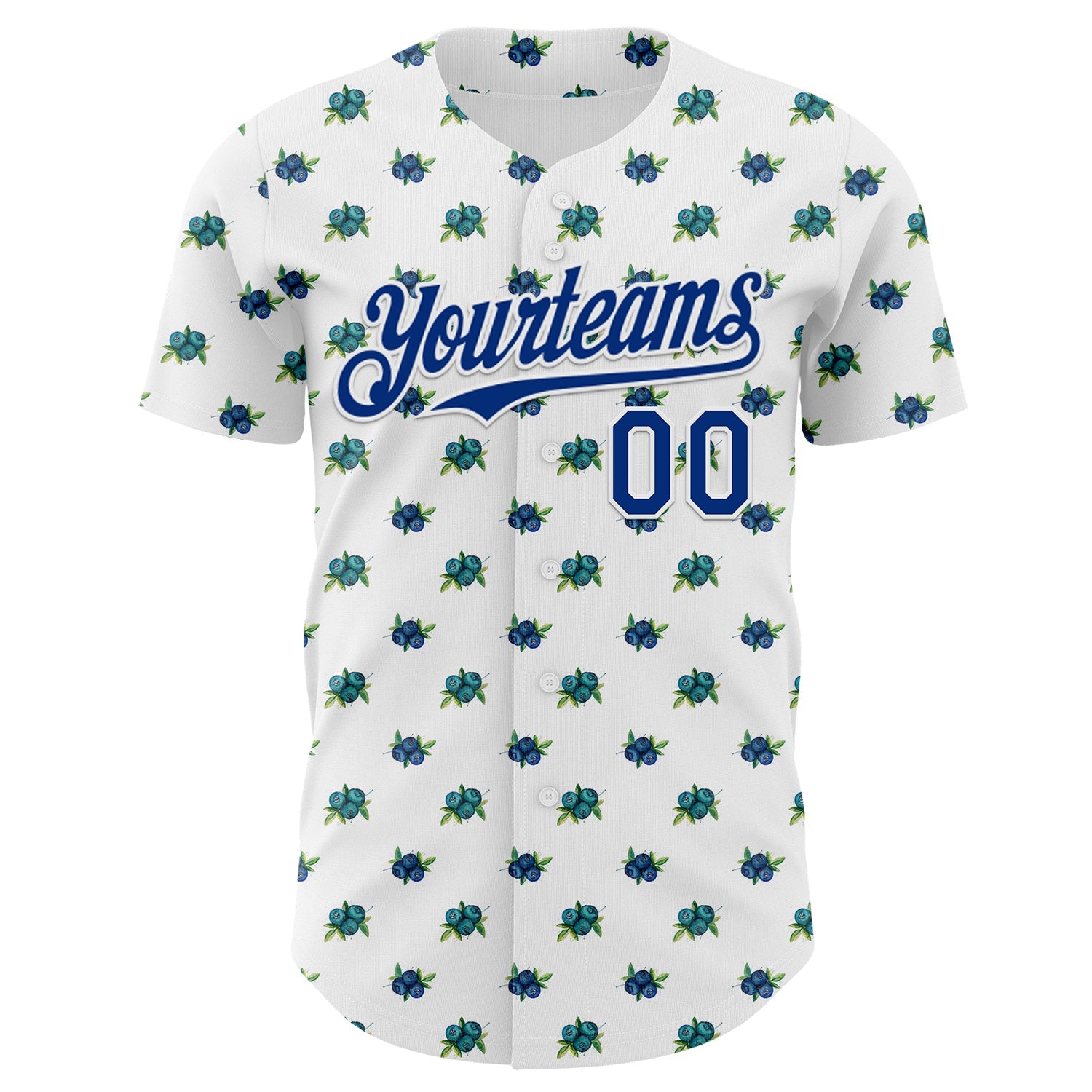 Custom White-Royal Foodie Blueberry Authentic Baseball Jersey