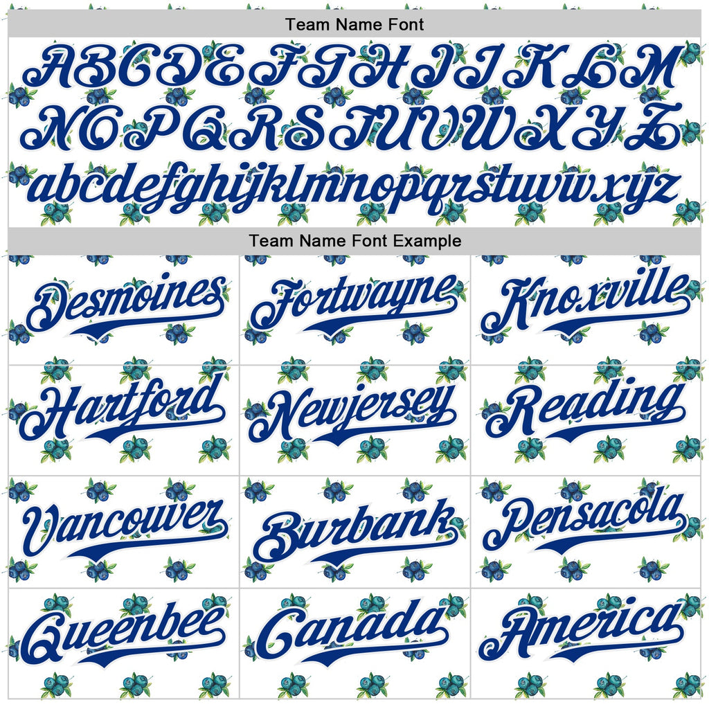 Custom White-Royal Foodie Blueberry Authentic Baseball Jersey