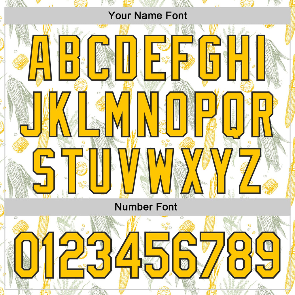 Custom White Yellow-Black Foodie Corn Authentic Baseball Jersey