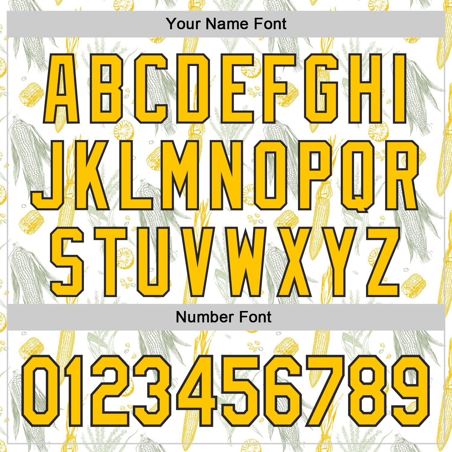 Custom White Yellow-Black Foodie Corn Authentic Baseball Jersey