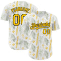Custom White Yellow-Black Foodie Corn Authentic Baseball Jersey