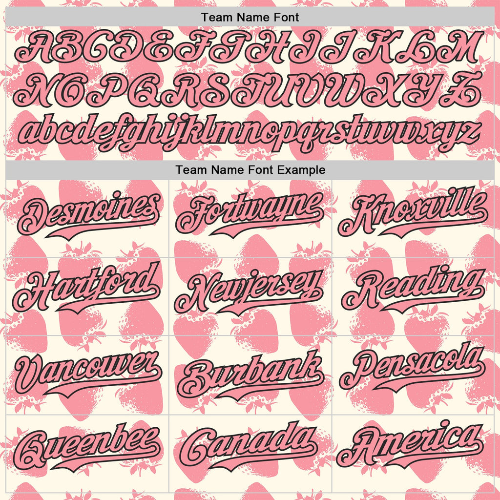 Custom Cream Medium Pink-Black Foodie Strawberry Authentic Baseball Jersey