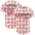 Custom Cream Medium Pink-Black Foodie Strawberry Authentic Baseball Jersey