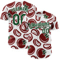 Custom White-Green Foodie Tomato Authentic Baseball Jersey