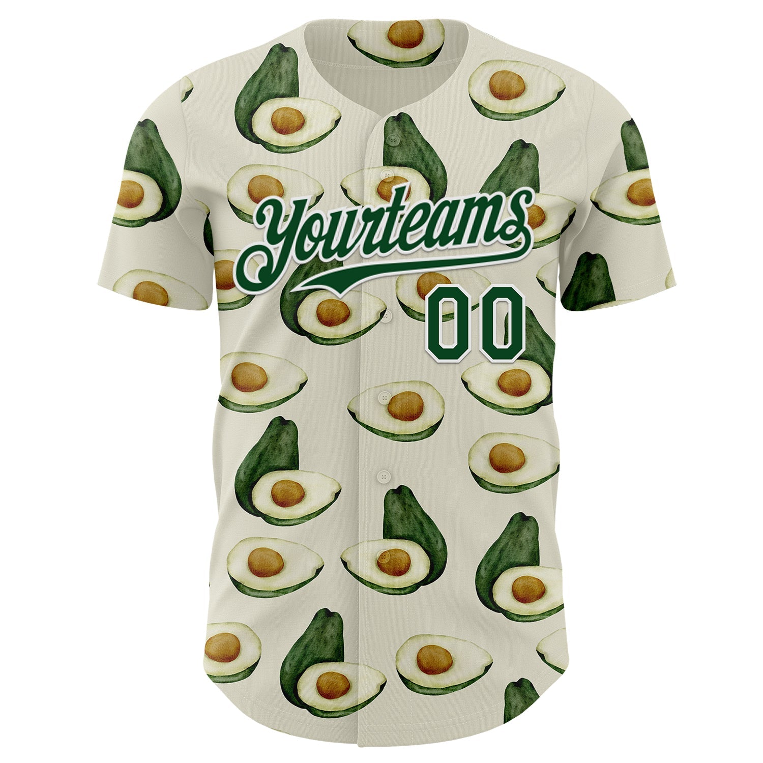 Custom Cream Green-White Foodie Avocado Authentic Baseball Jersey