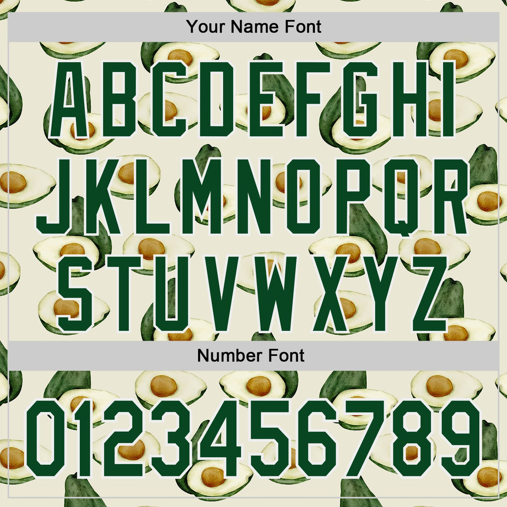 Custom Cream Green-White Foodie Avocado Authentic Baseball Jersey