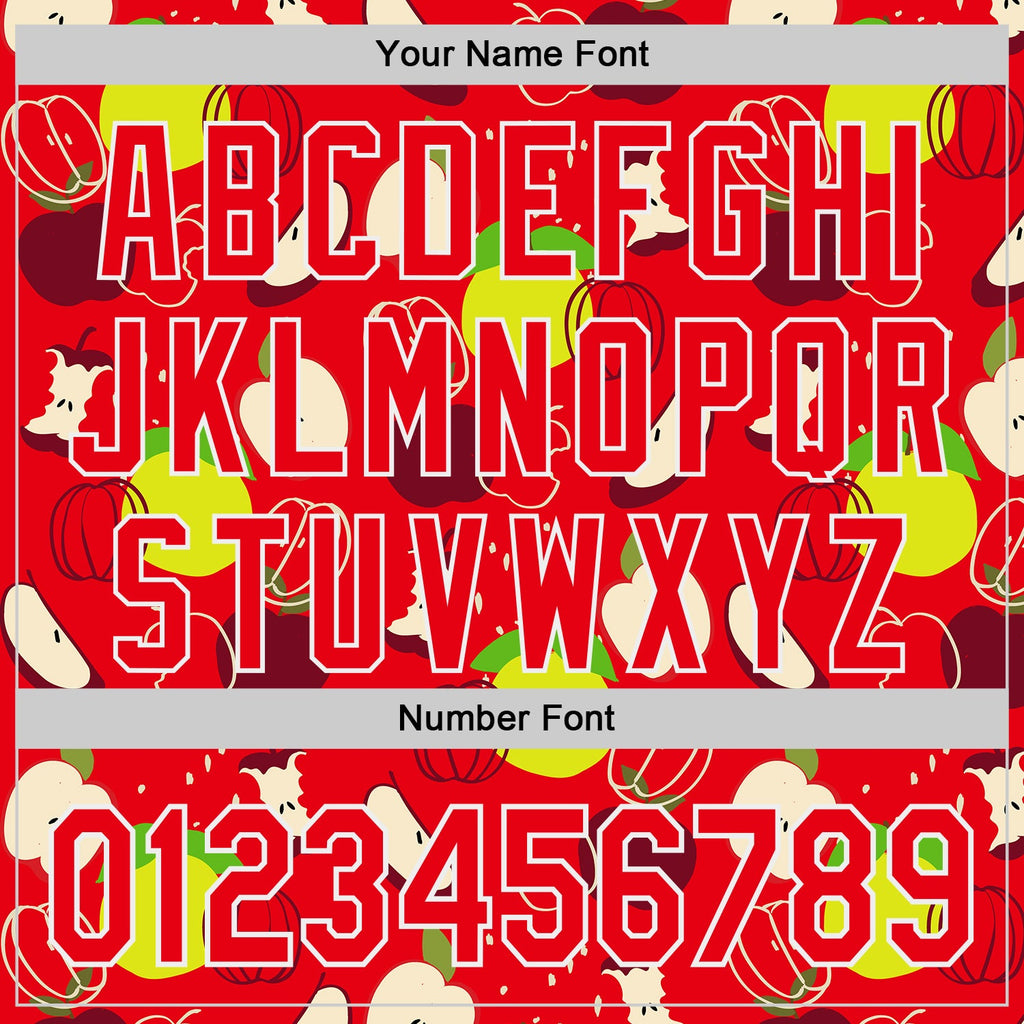 Custom Fire Red-White Foodie Apples & Pears Authentic Baseball Jersey