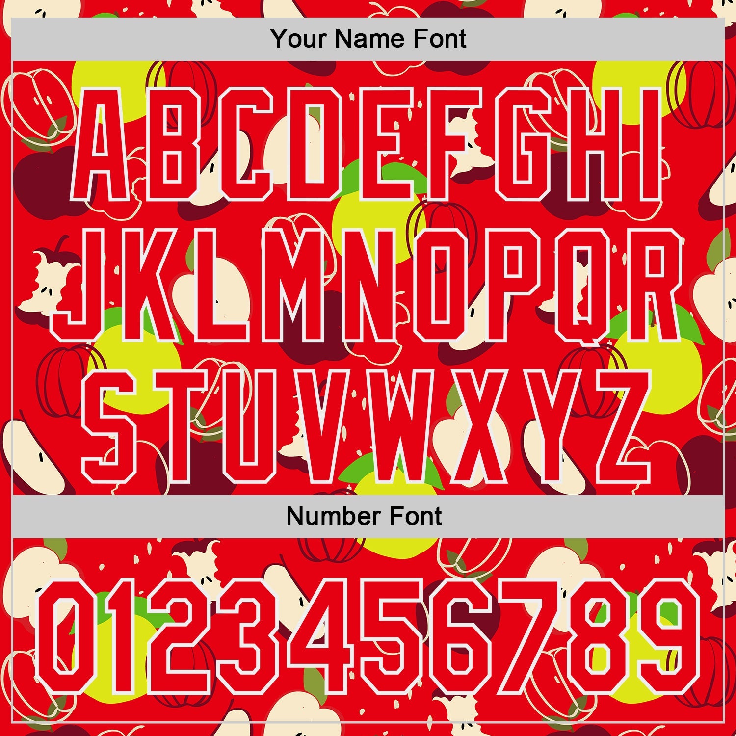 Custom Fire Red-White Foodie Apples & Pears Authentic Baseball Jersey