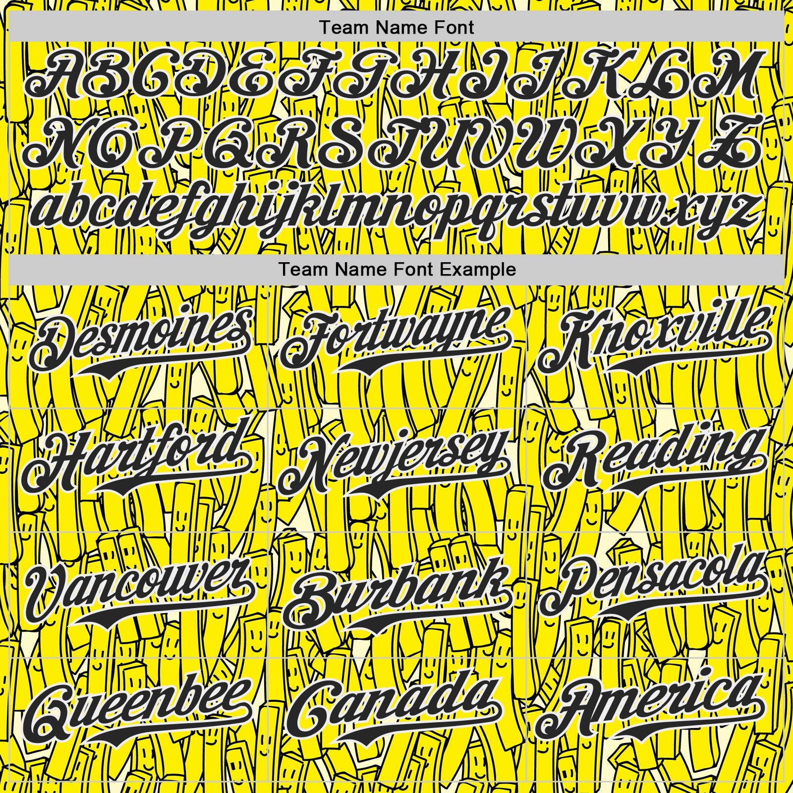 Custom Yellow Black-White Foodie Fries Authentic Baseball Jersey