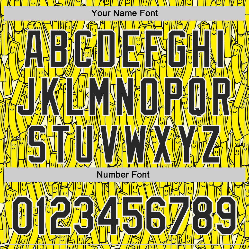 Custom Yellow Black-White Foodie Fries Authentic Baseball Jersey