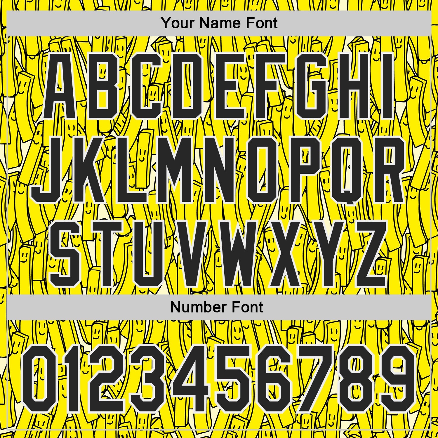 Custom Yellow Black-White Foodie Fries Authentic Baseball Jersey