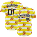 Custom Yellow Black-White Foodie Fries Authentic Baseball Jersey