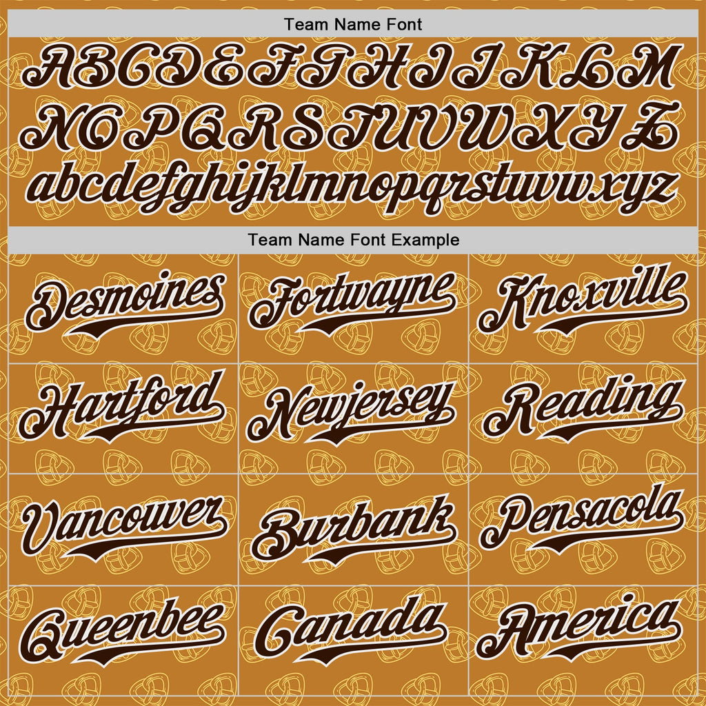 Custom Yellow Brown-White Foodie Pretzel Authentic Baseball Jersey