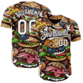Custom Black-White Foodie Fast Food Hamburger Authentic Baseball Jersey