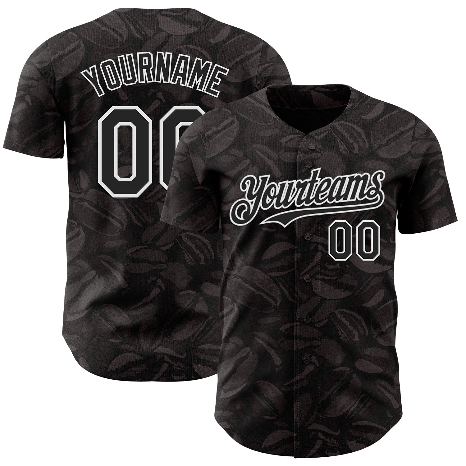 Custom Black-White Foodie Coffee Beans Authentic Baseball Jersey