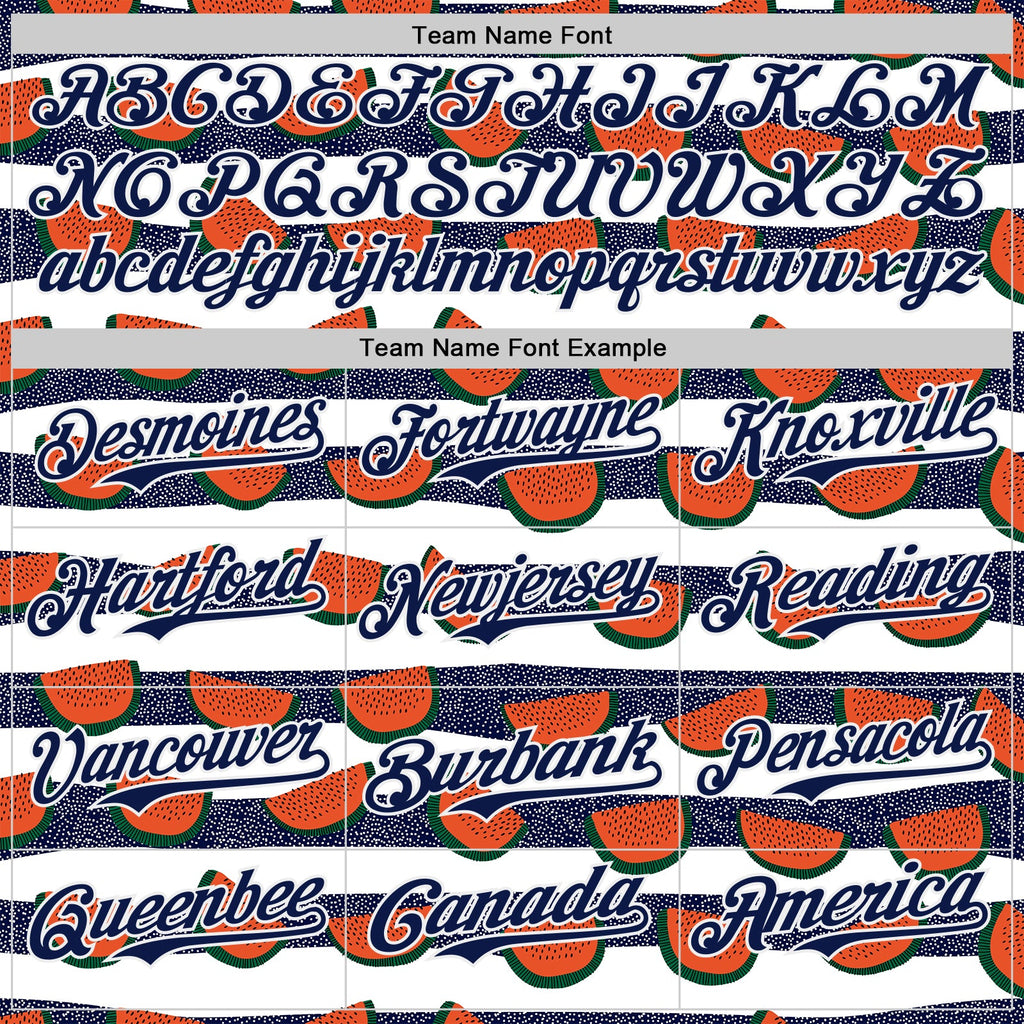 Custom White-Navy Foodie Watermelon Authentic Baseball Jersey