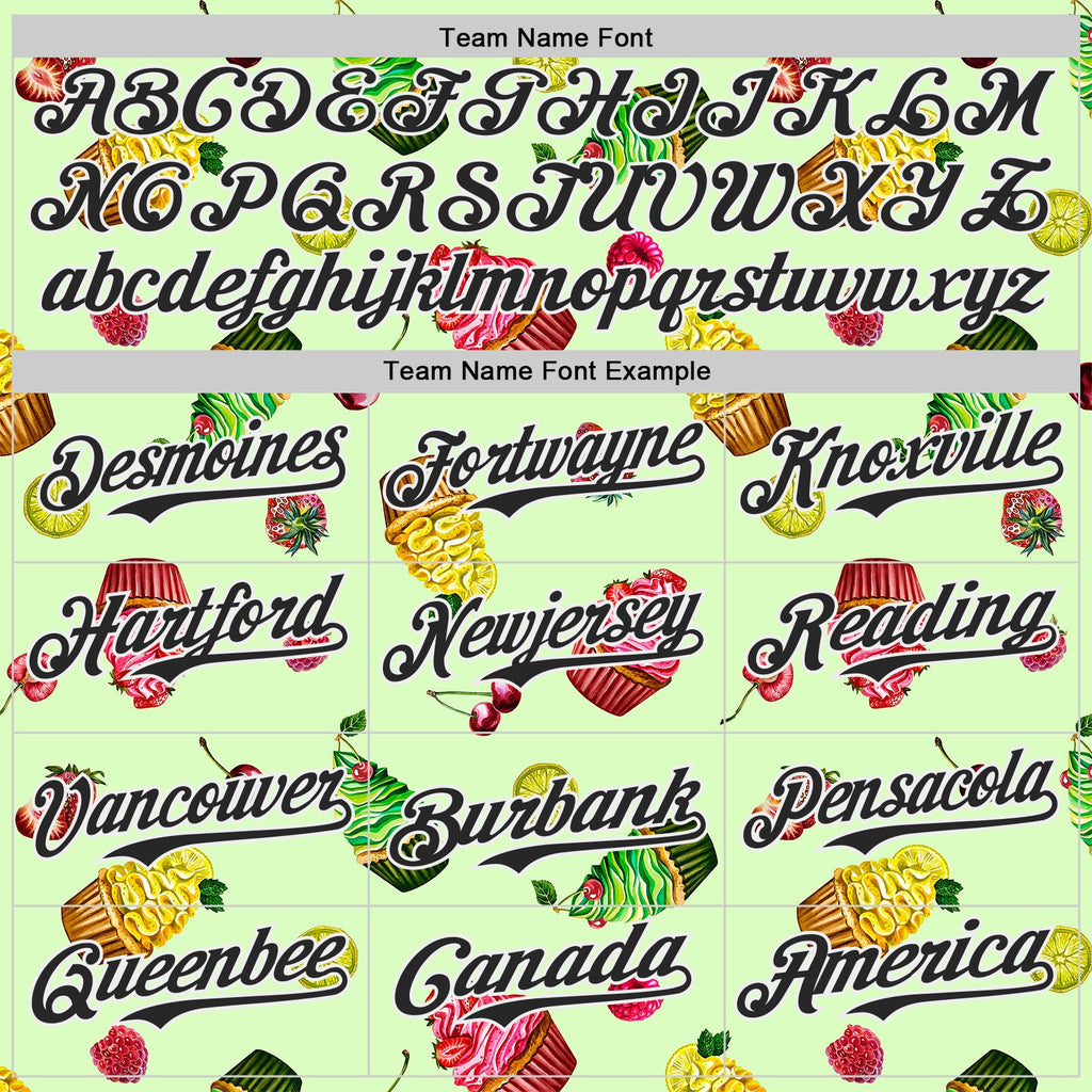 Custom Green Black-White Foodie Cake Ice Cream Authentic Baseball Jersey