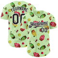 Custom Green Black-White Foodie Cake Ice Cream Authentic Baseball Jersey