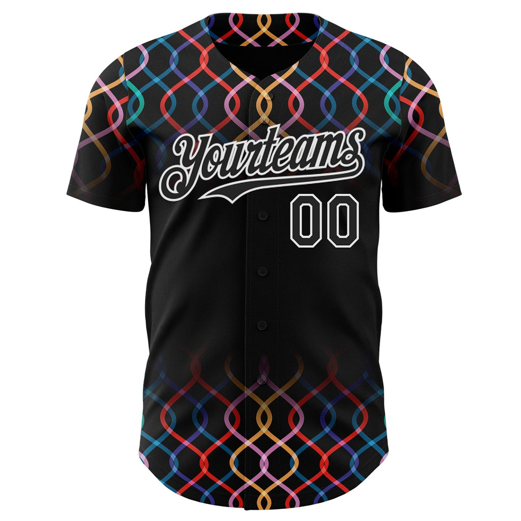 Custom Black-White Autism Acceptance Rainbow Infinity Authentic Baseball Jersey