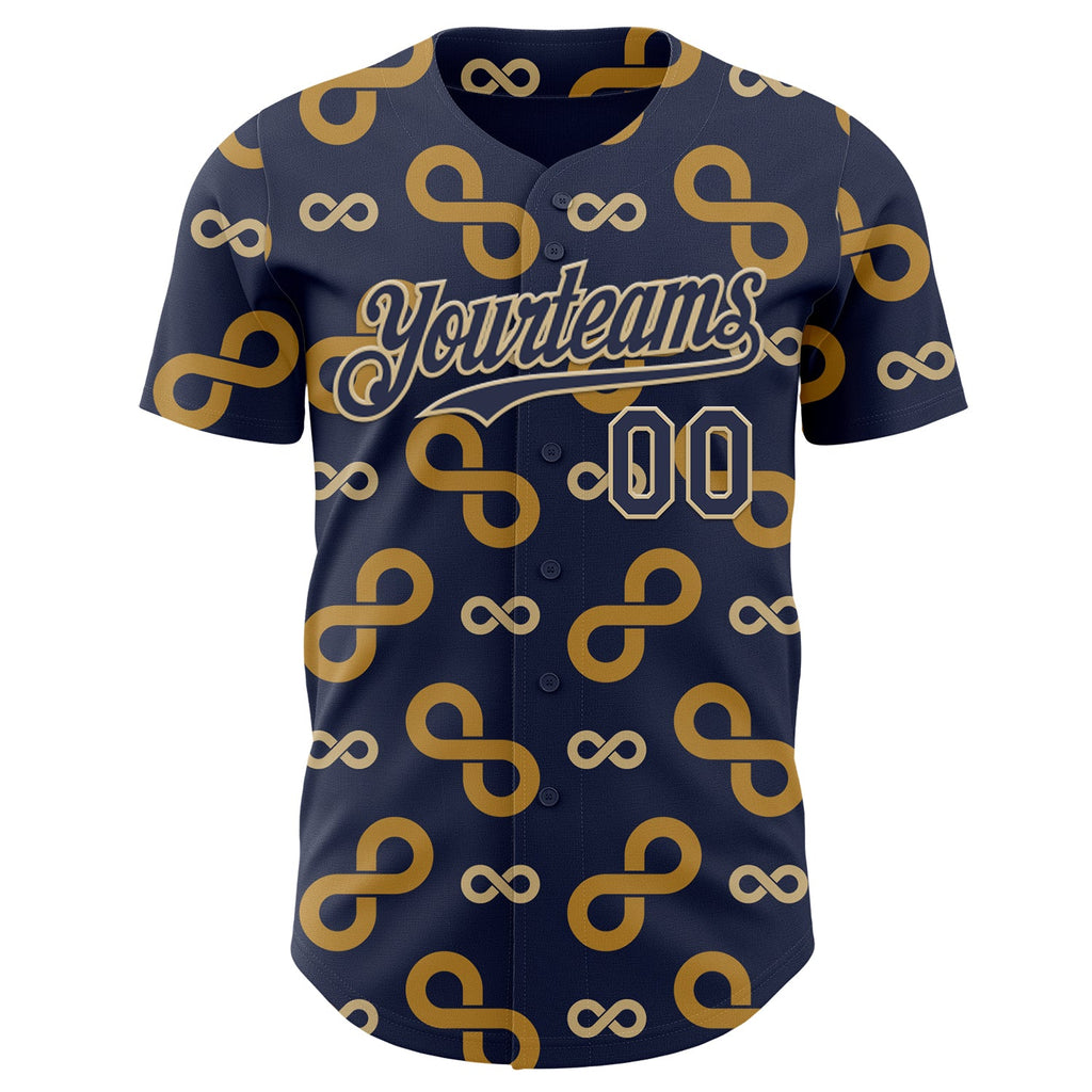 Custom Navy-Vegas Gold Autism Acceptance Gold Infinity Authentic Baseball Jersey