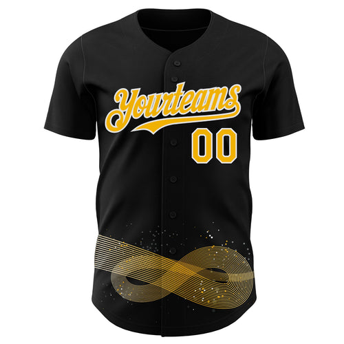 Custom Black Gold-White Autism Acceptance Gold Infinity Authentic Baseball Jersey