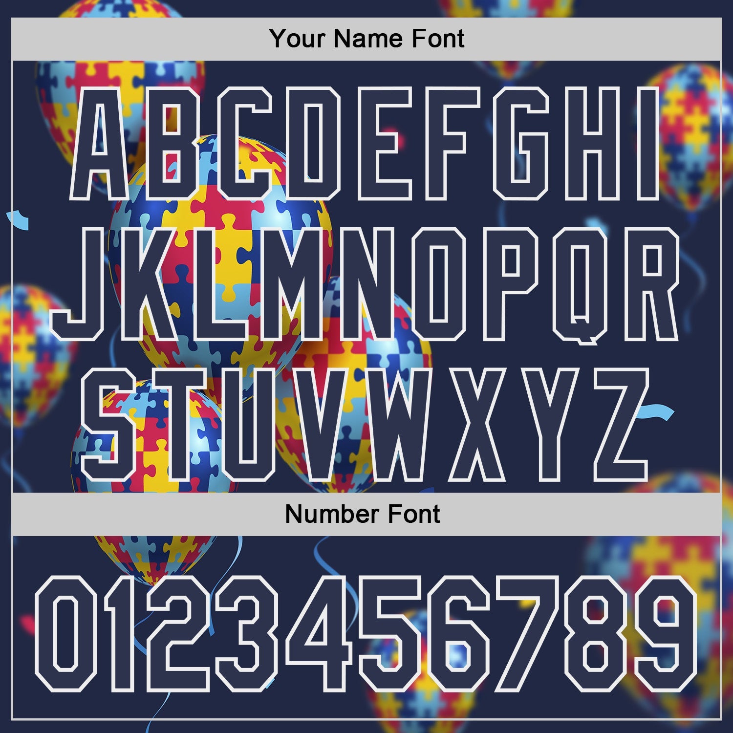 Custom Navy-White Autism Awareness Support Puzzle Infinity Balloon Authentic Baseball Jersey