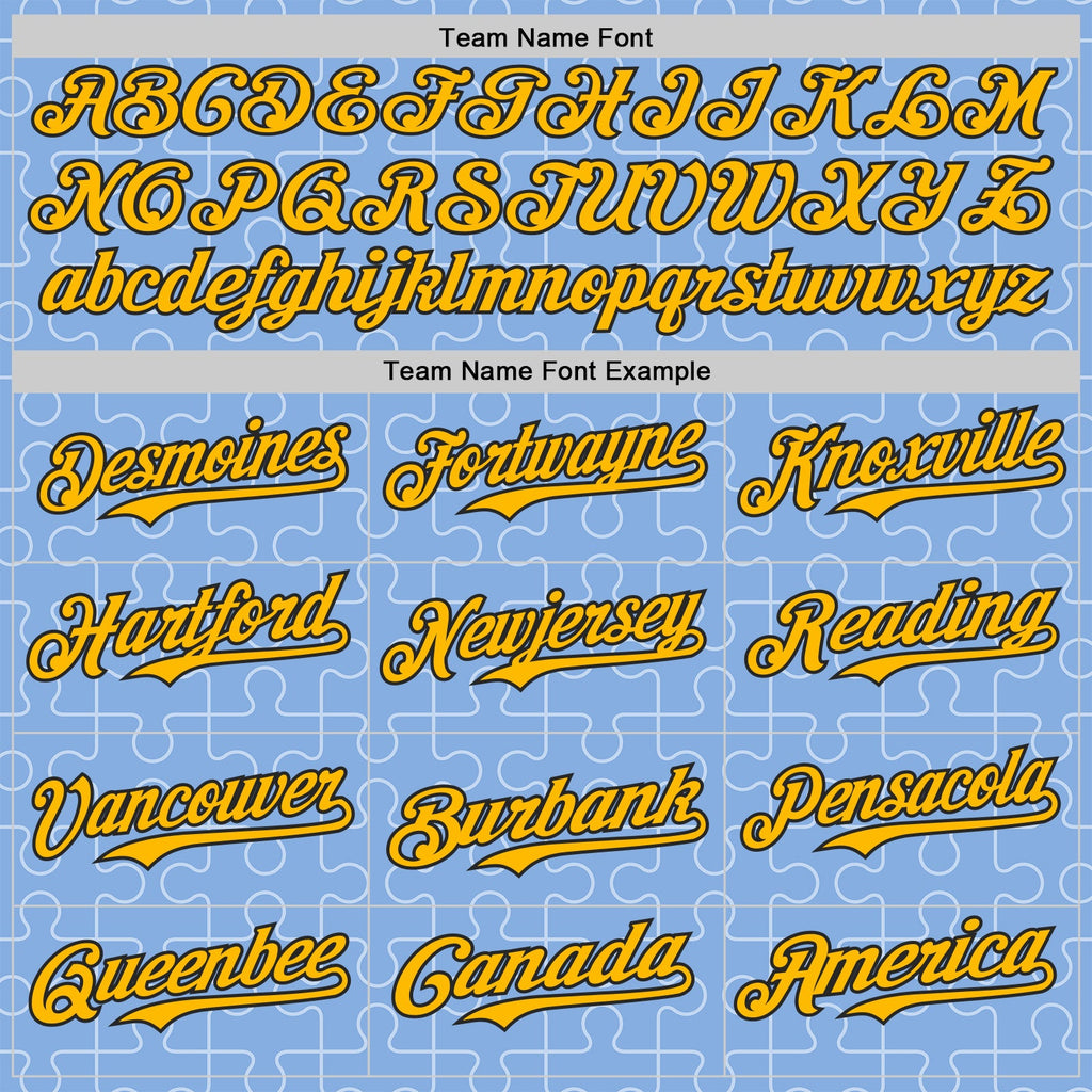 Custom Light Blue Gold-Black Autism Awareness Support Puzzle Infinity Butterfly Authentic Baseball Jersey