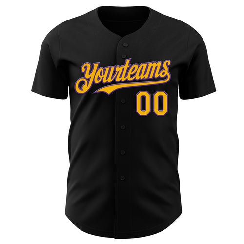 Custom Black Gold-Purple Autism Awareness Support Puzzle Infinity Authentic Baseball Jersey