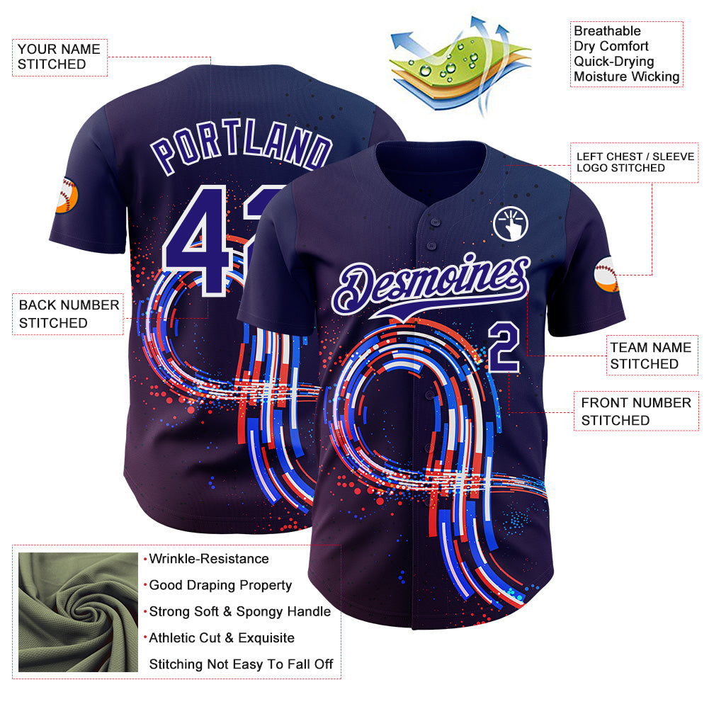 Custom Purple Dark Purple-White Autism Acceptance Infinity Authentic Baseball Jersey
