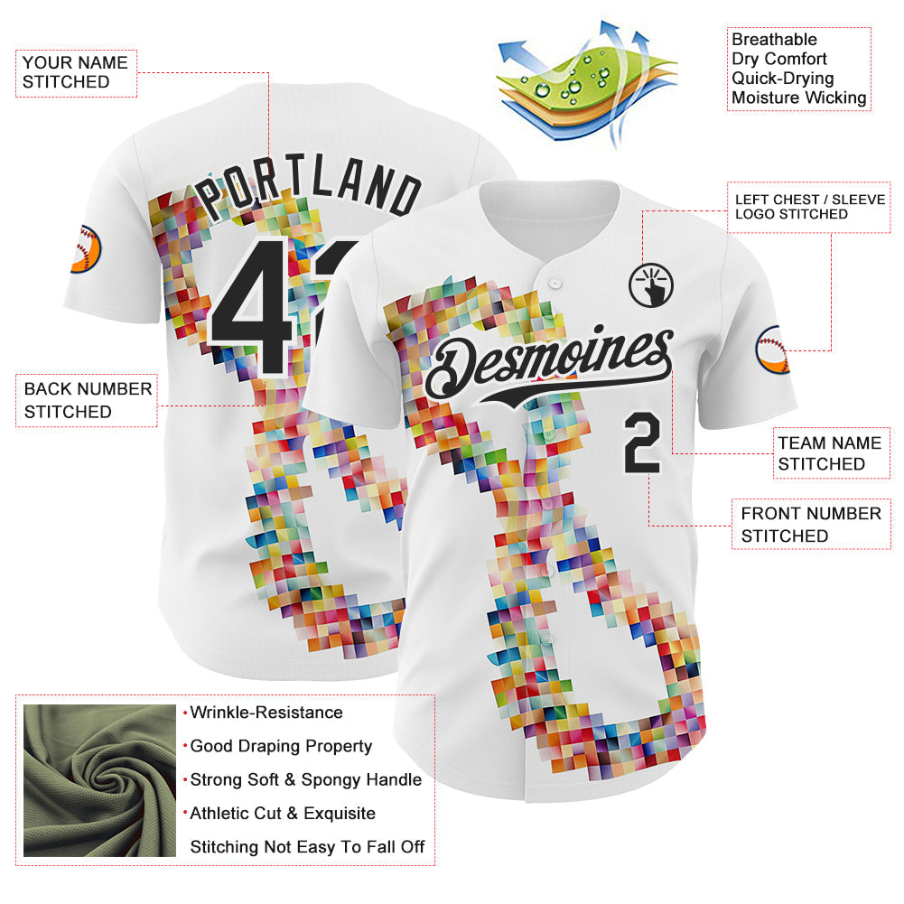 Custom White-Black Autism Acceptance Puzzle Infinity Authentic Baseball Jersey