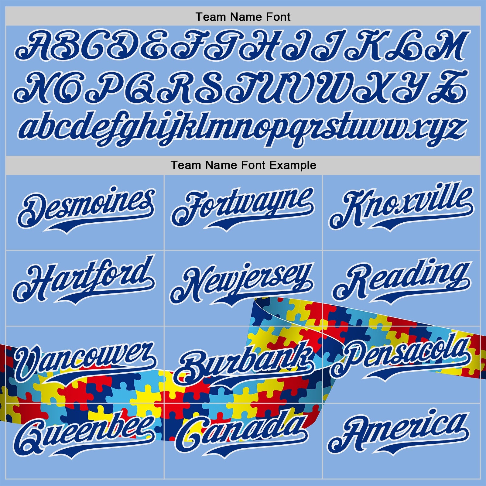 Custom Light Blue Royal-White Autism Awareness Support Puzzle Infinity Authentic Baseball Jersey