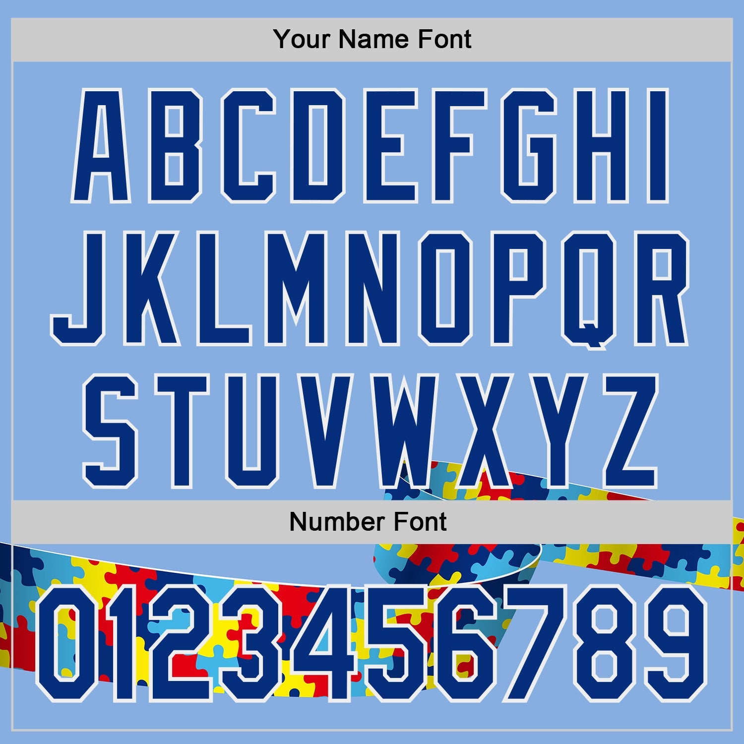 Custom Light Blue Royal-White Autism Awareness Support Puzzle Infinity Authentic Baseball Jersey