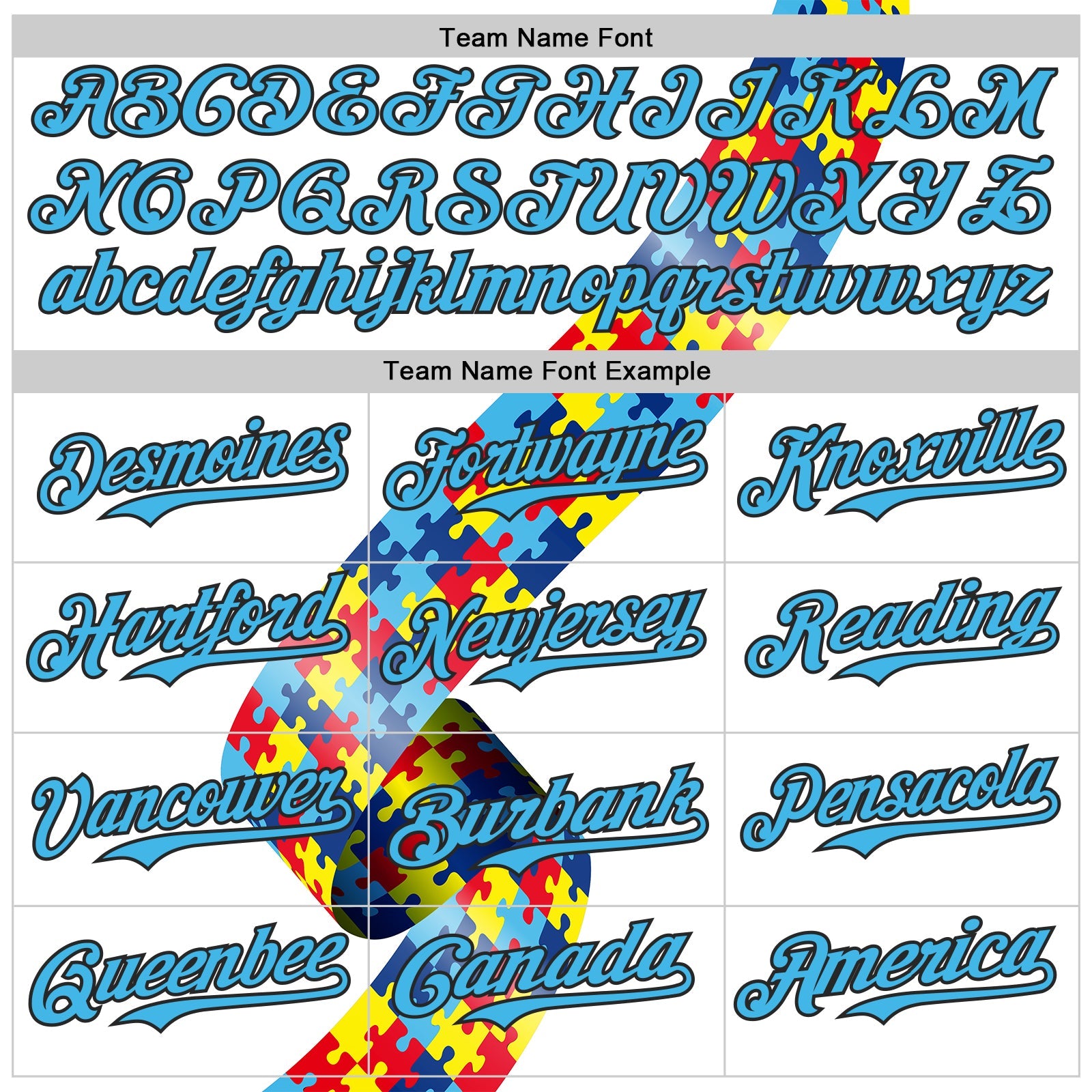 Custom White Sky Blue-Black Autism Awareness Support Puzzle Infinity Authentic Baseball Jersey
