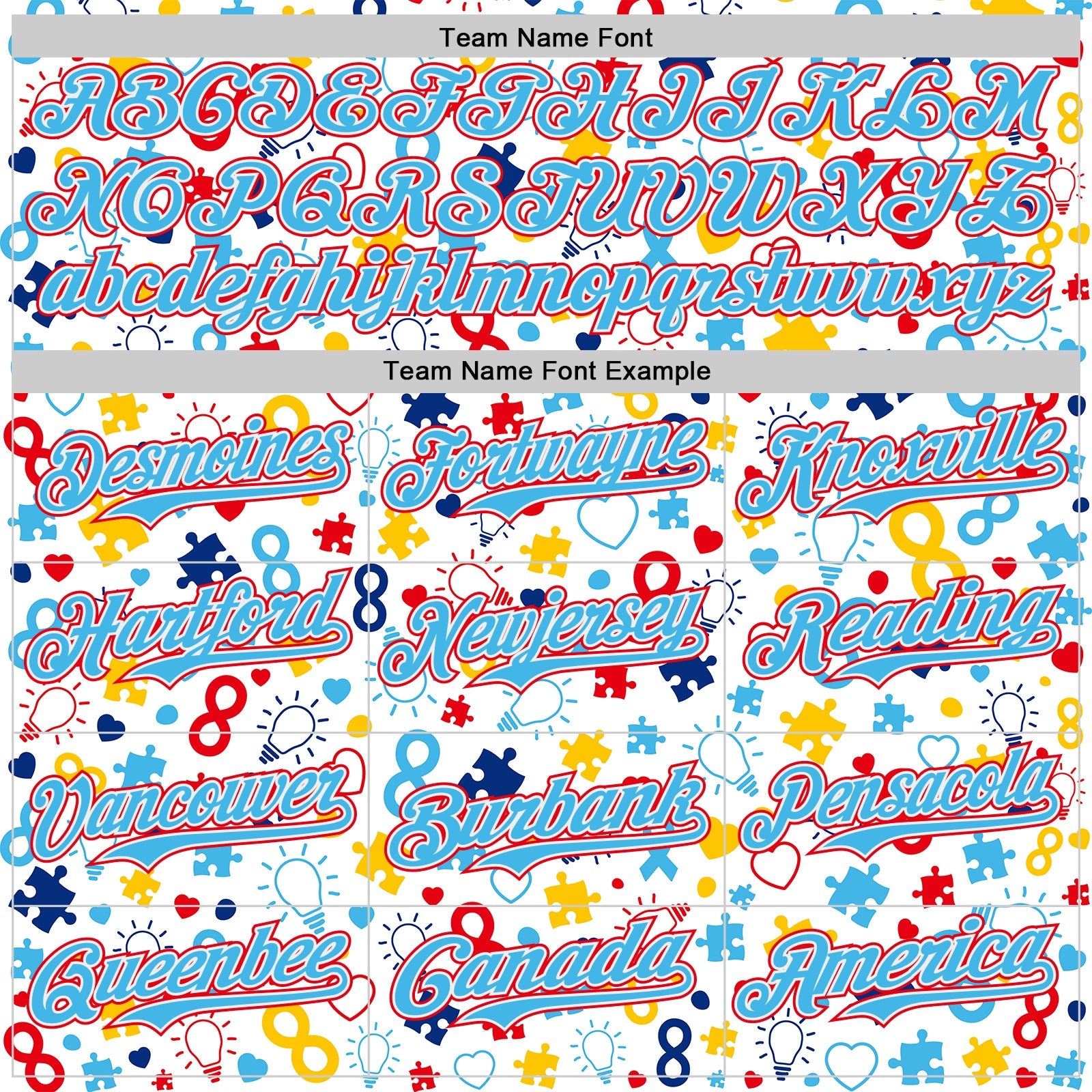 Custom White Sky Blue-Fire Red Autism Awareness Puzzle Infinity Authentic Baseball Jersey